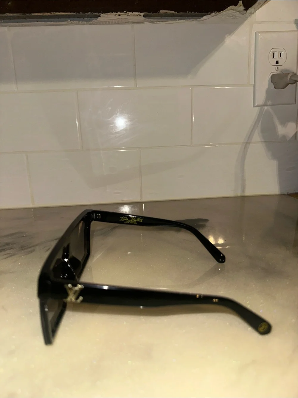 Louis Vuitton Black Monogram Shield Sunglasses with Gold Logo